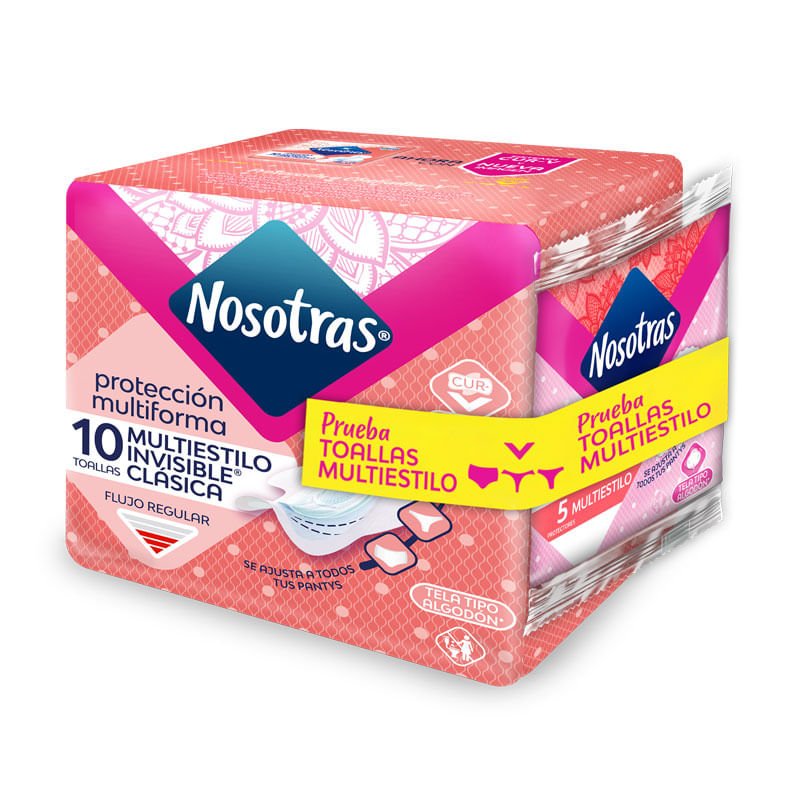 Toallas Protectoras Nosotras Multiestilo Invisible Clasica x30und + x5und