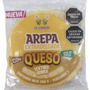 Arepa El Carriel ExtraDelgada Con Queso Textura Crunch x300g