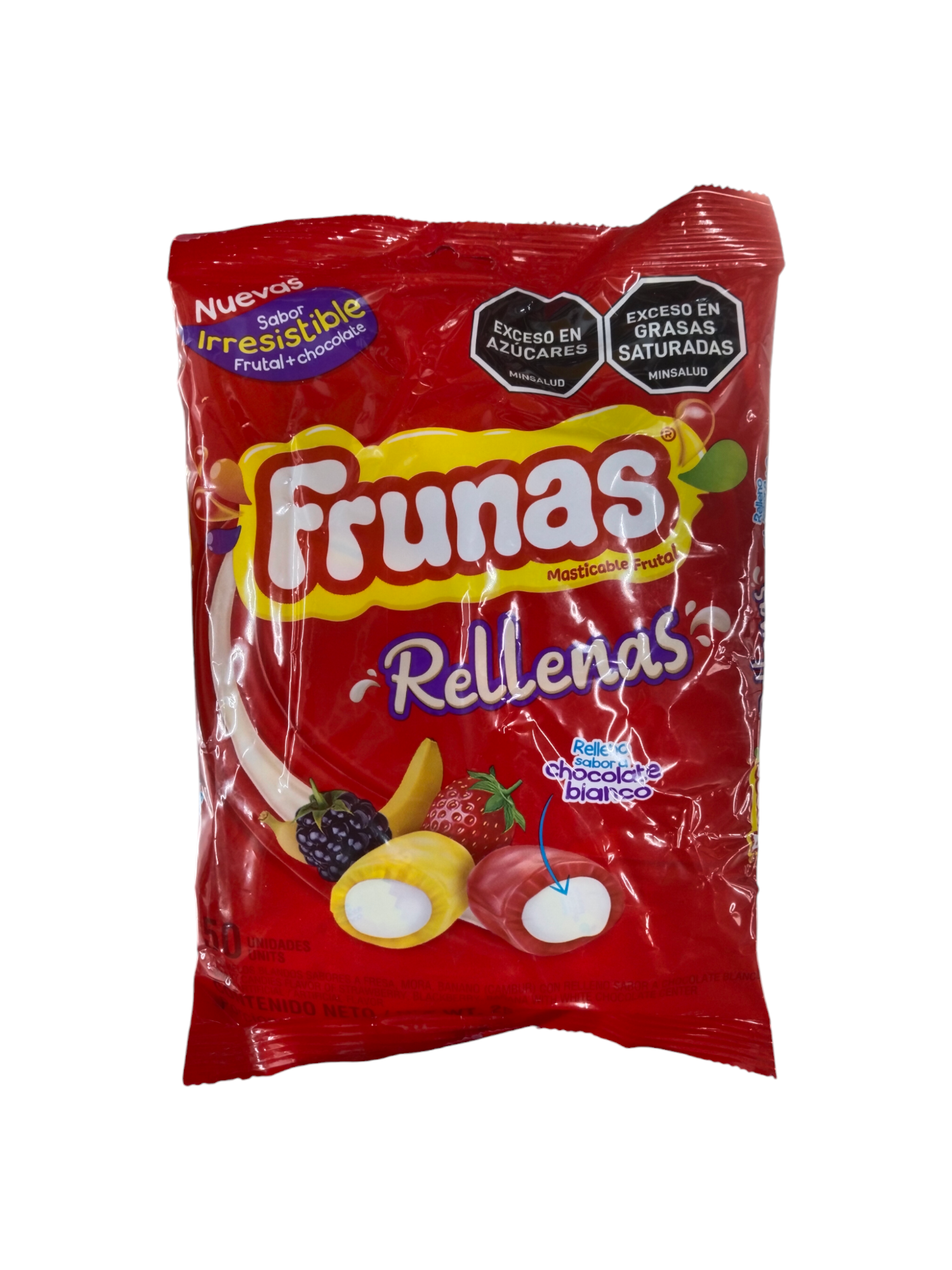 Frutas Masticable Frutal Rellenas De Chocolate Blanco Surtidas Bolsa 50unds x250g